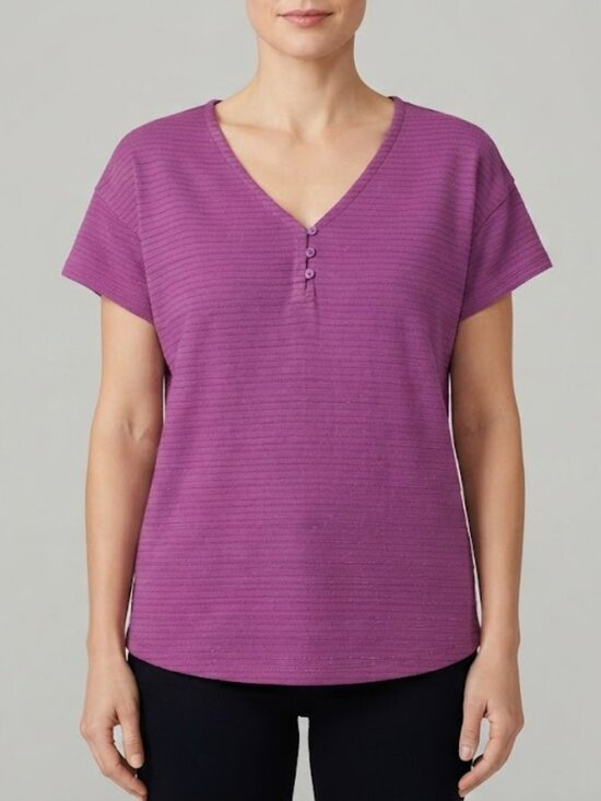 Talbots Tops - Talbots Magenta Short-Sleeve V-Neck Top